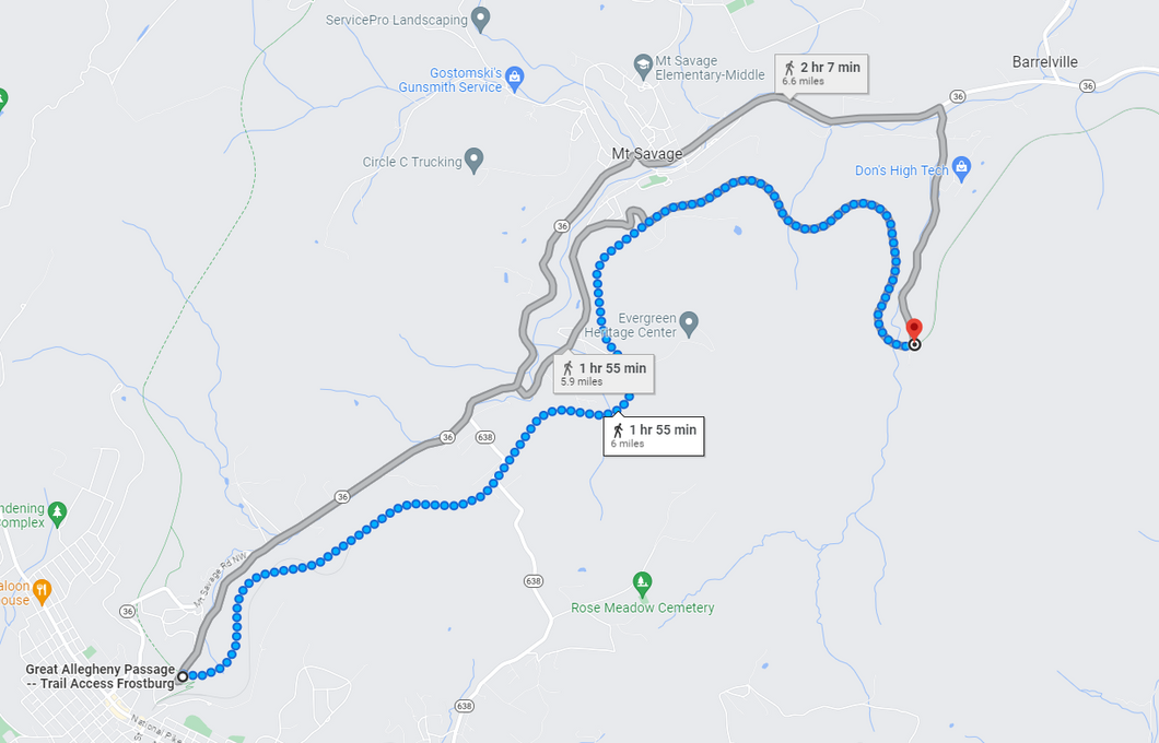 8: Sep 11, 04:01 PM - 6 miles  - 9 min\mile - GAP Trail Access, Frostburg to GAP Trail Access, Woodcock