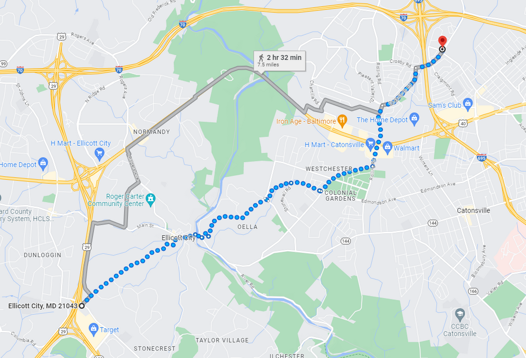 50: Sep 14, 02:47 PM - 6.3 miles  - 11 min\mile - Ellicott City Volunteer Fire Department to Baltimore County Fire Department, Station 13