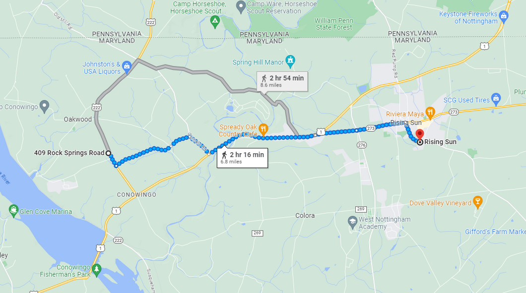 62: Sep 15, 11:28 AM - 6.8 miles  - 10 min\mile - Water Witch Fire Co to Community Fire Company (Rising Sun)